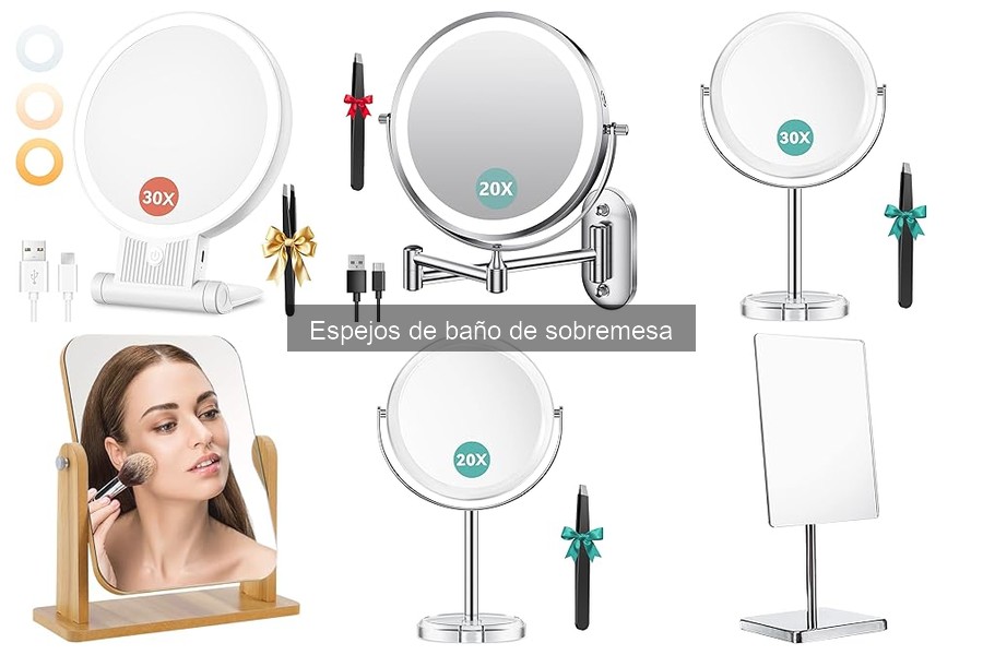 Comparativa de espejos de baño de sobremesa con y sin luz