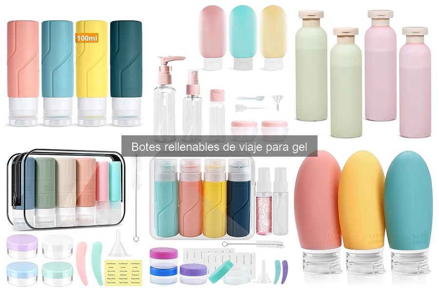 Comparativa de materiales en botes rellenables de viaje para gel