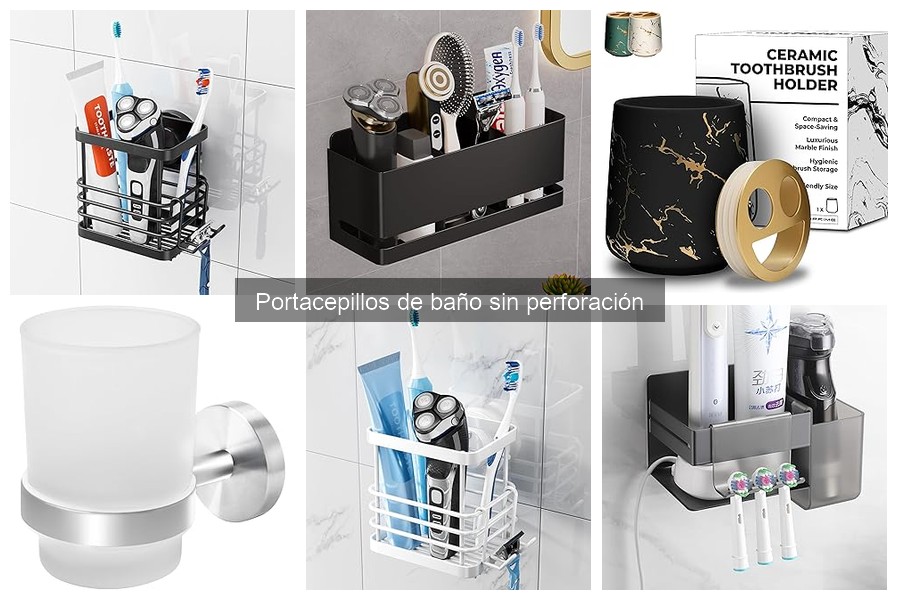Comparativa de portacepillos de baño: sin perforación vs. instalación