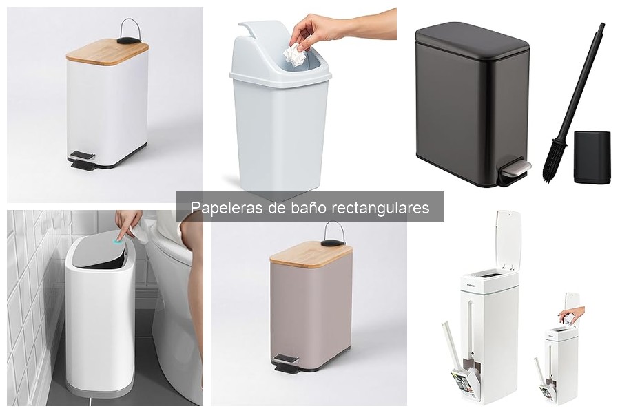 Estilos decorativos de papeleras rectangulares para baño
