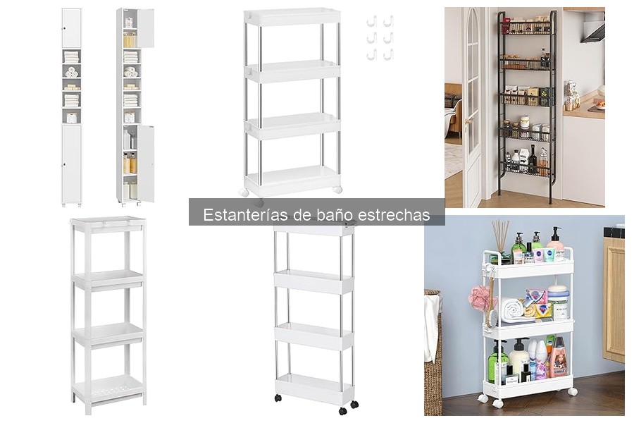 Ideas creativas para decorar con estanterías de baño estrechas
