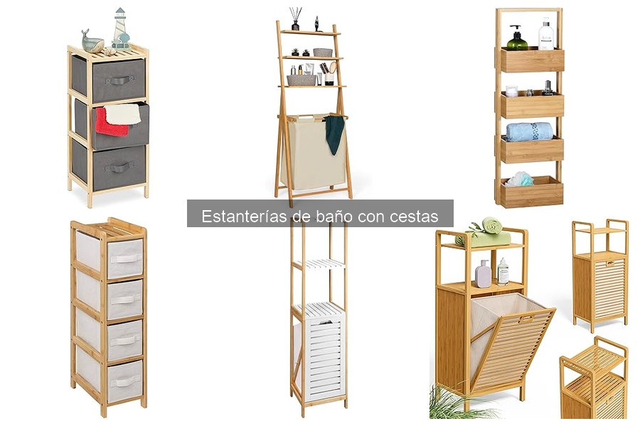 Ideas de organización con estanterías de baño y cestas