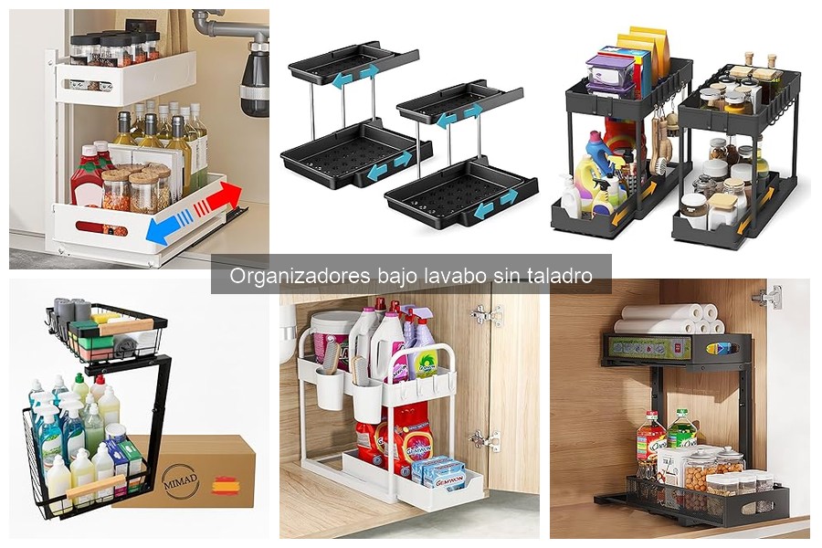 Mejores organizadores bajo lavabo sin taladro para espacios pequeños