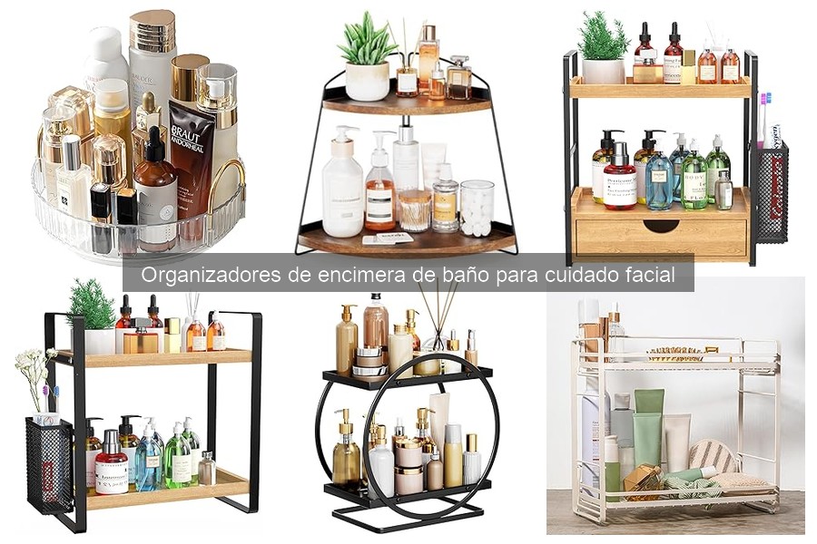 Organizadores de encimera para cuidado facial en espacios pequeños