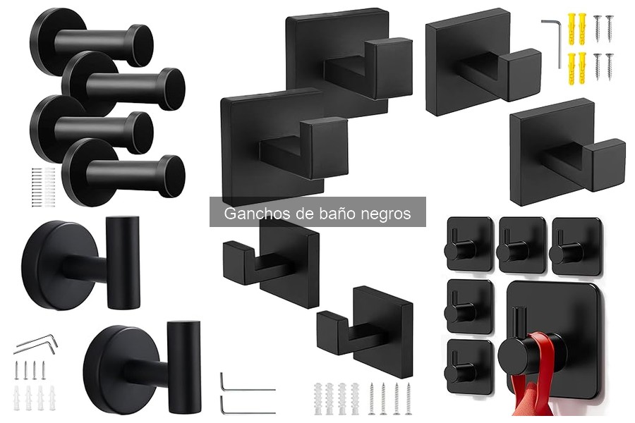Tipos de ganchos de baño negros: materiales y diseños