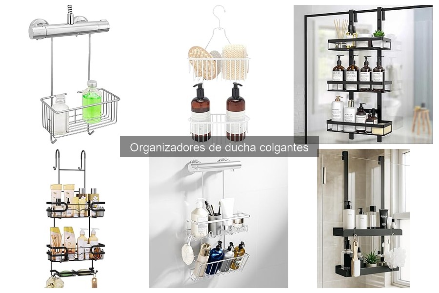 Tipos de organizadores de ducha colgantes: materiales y estilos