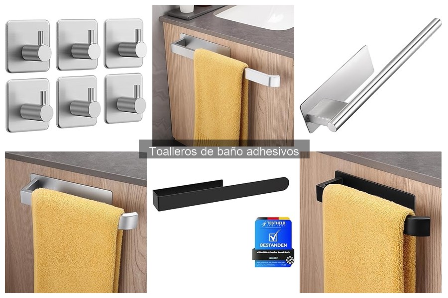 Tipos de toalleros de baño adhesivos: materiales y diseños